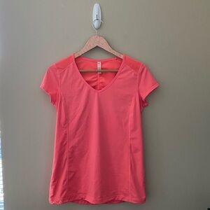 Women’s Lucy Activewear Pink V-Neck Workout Short Sleeve Top Size Medium